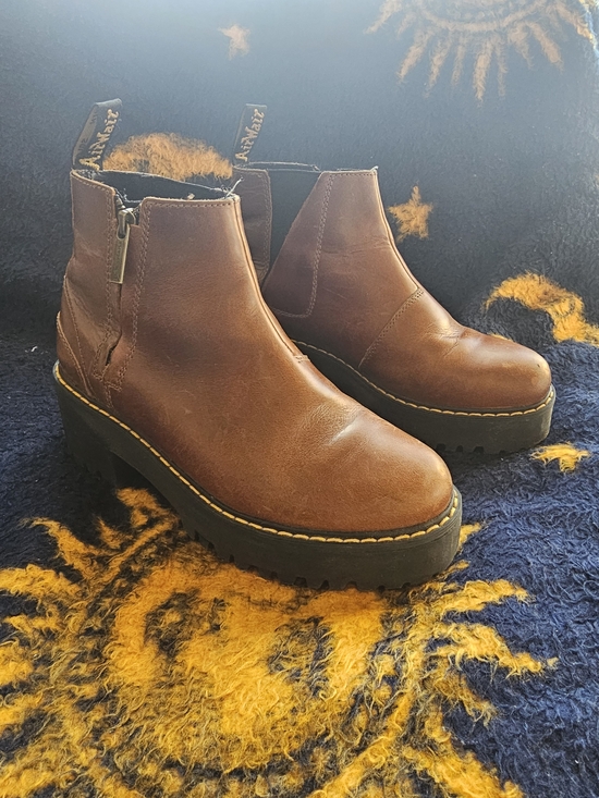 Dr. Martens Shoes - Dr. Martens Rometty II Brown Leather Platform Chelsea Ankle Boots